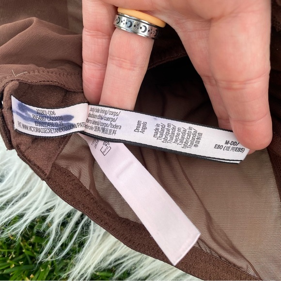 Victoria’s Secret Dream Angels Shimmer Long Sleeve Corset Top Brown Lace Medium - Picture 4 of 7